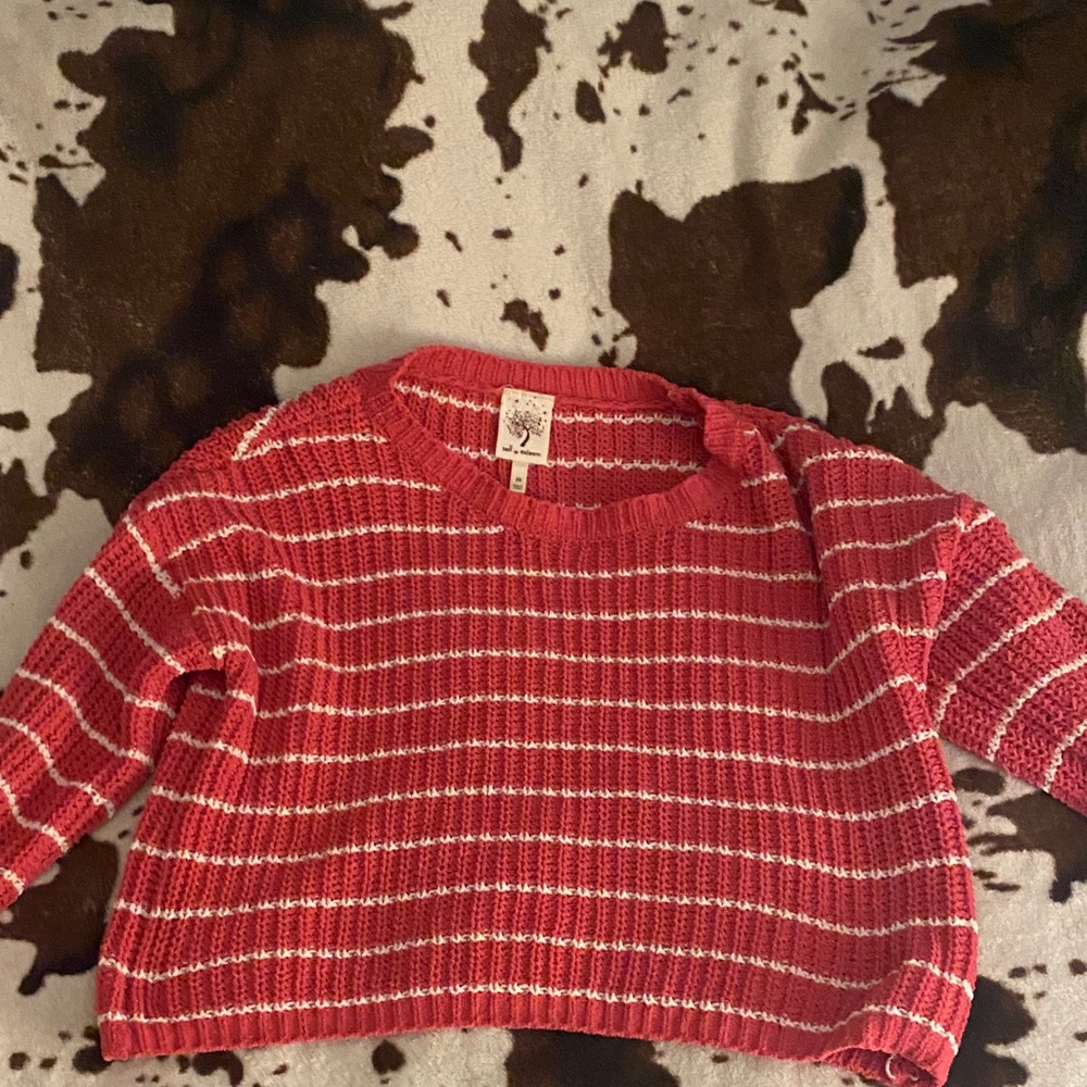 Self Esteem Red and White Striped Women's Sweater